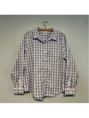 L.L.Bean Casual Button Down Shirts Size XL Blue Pink Plaid spring 100% cotton
